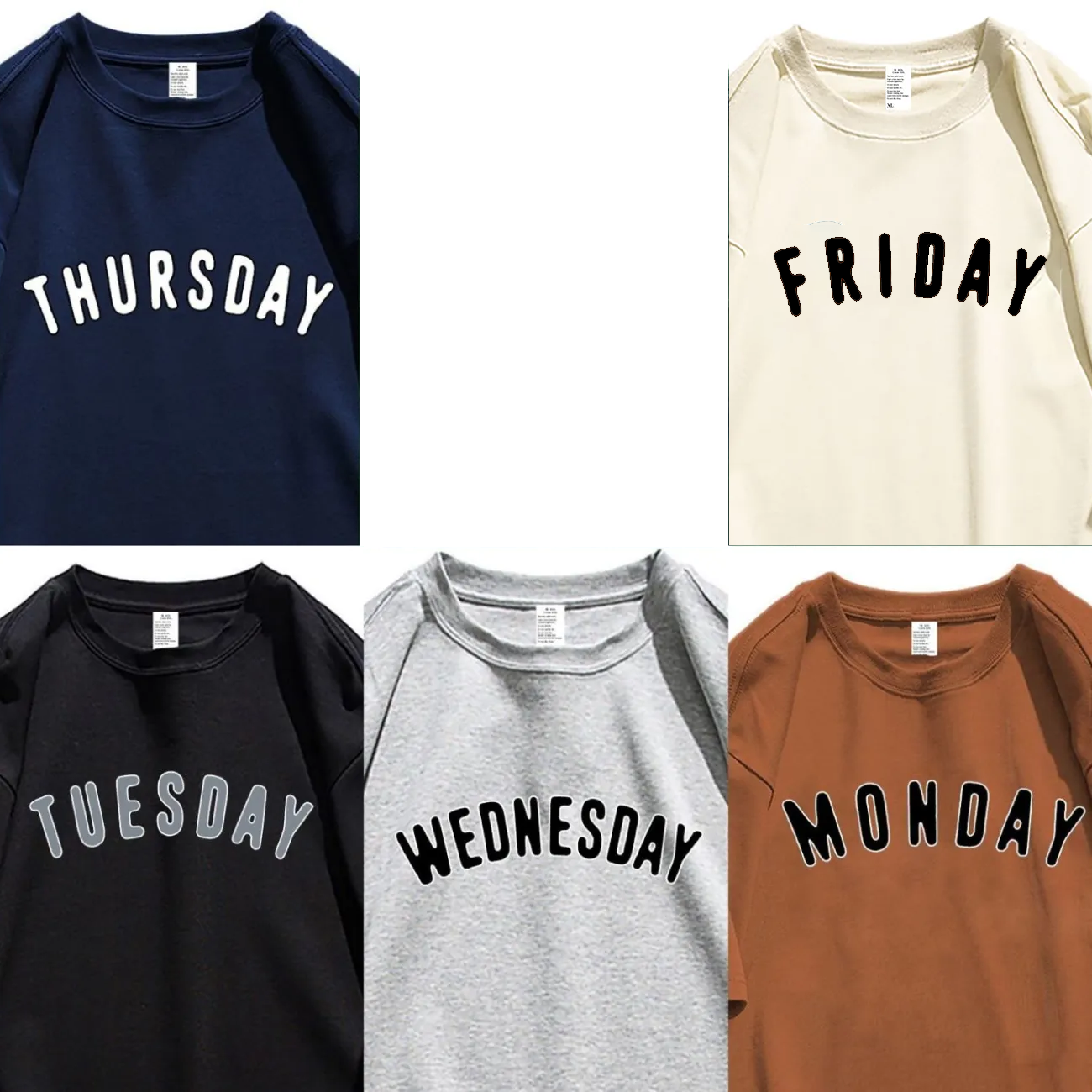 260GSM Days Of The Week Graphic Oversized Tee