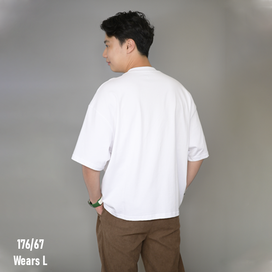 240GSM Boxy Fit Plain Cotton Tee with Pocket