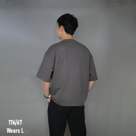 240GSM Boxy Fit Plain Cotton Tee with Pocket