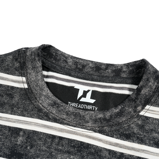 260GSM Boxy Fit Striped Acid Washed Cotton Tee