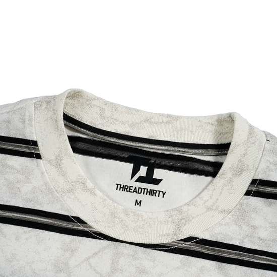 260GSM Boxy Fit Striped Acid Washed Cotton Tee