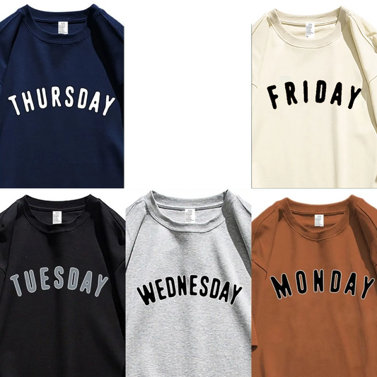260GSM Days Of The Week Graphic Oversized Tee