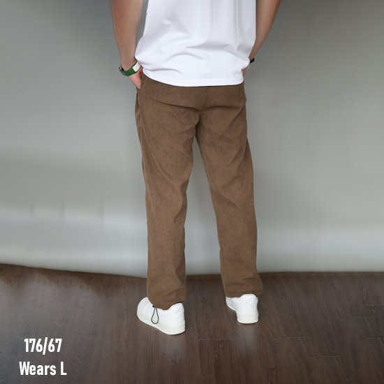 Wide-Leg Corduroy Long Pants with Drawstring