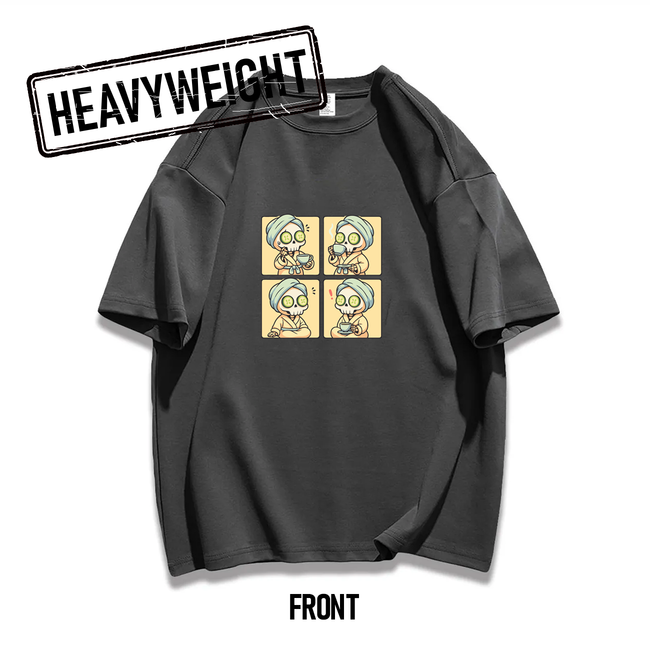 THREADTHIRTY Heavyweight Tee – Halloween Series: Chill Skeleton 💀☕