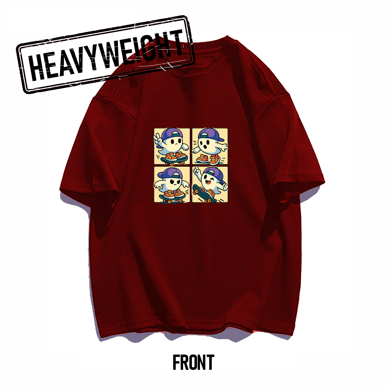 THREADTHIRTY Heavyweight Tee – Halloween Series: Skater Ghost 👻🛹