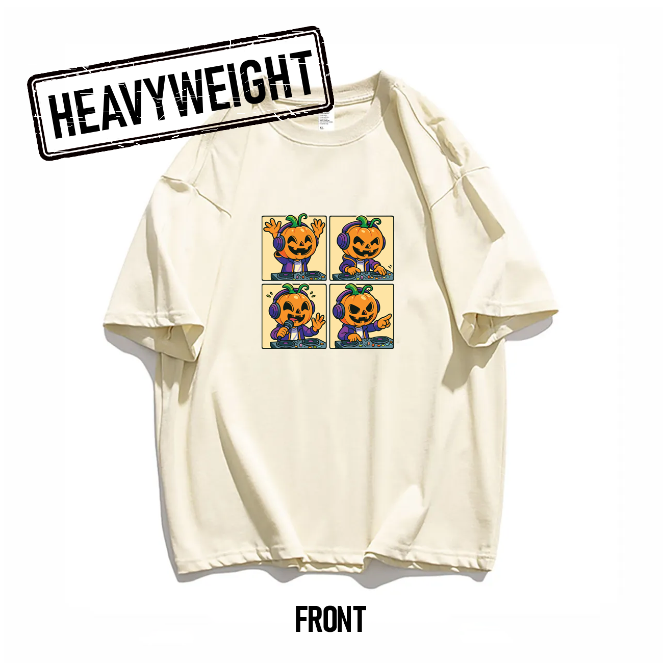 THREADTHIRTY Heavyweight Tee – Halloween Series: DJ Pumpkin 🎧🎃