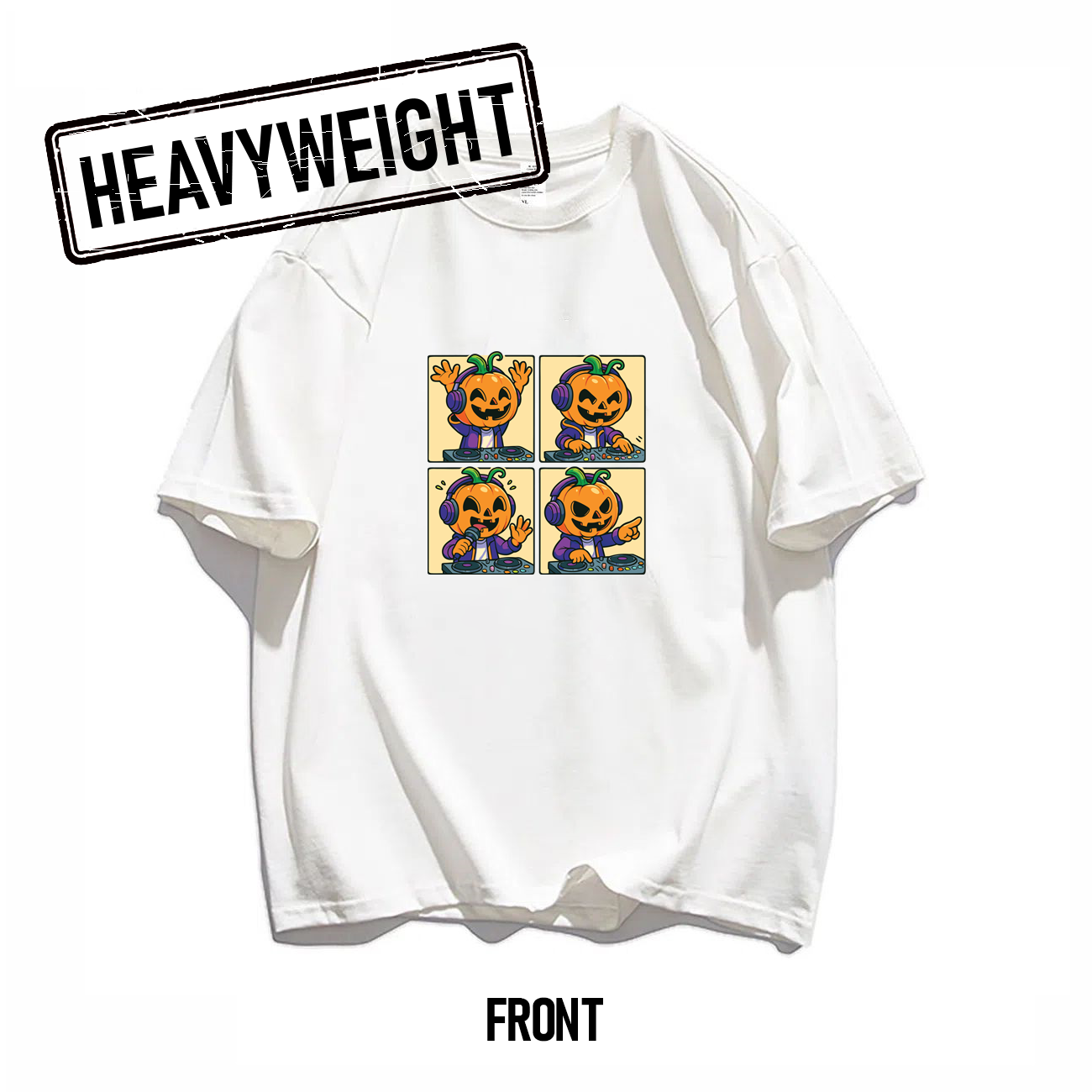 THREADTHIRTY Heavyweight Tee – Halloween Series: DJ Pumpkin 🎧🎃